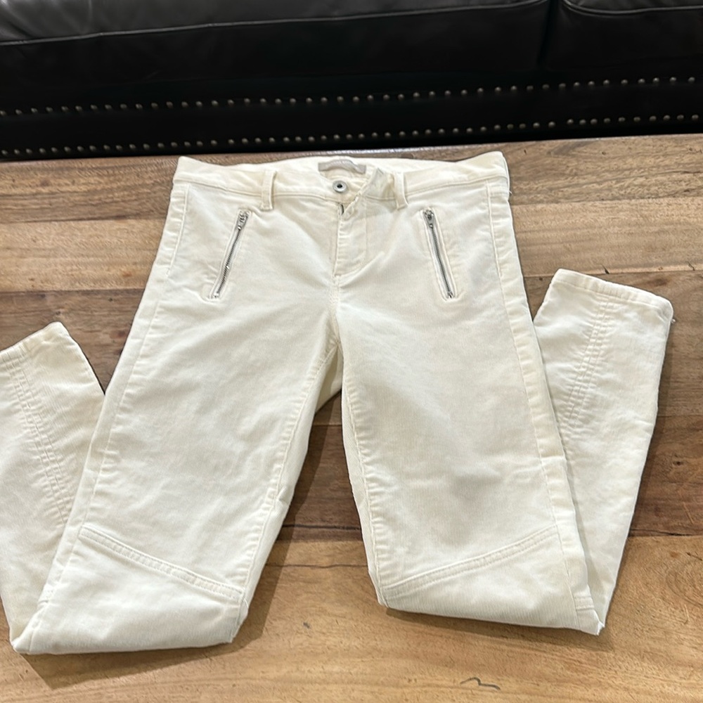 Banana Republic corduroy cream/white jeans.